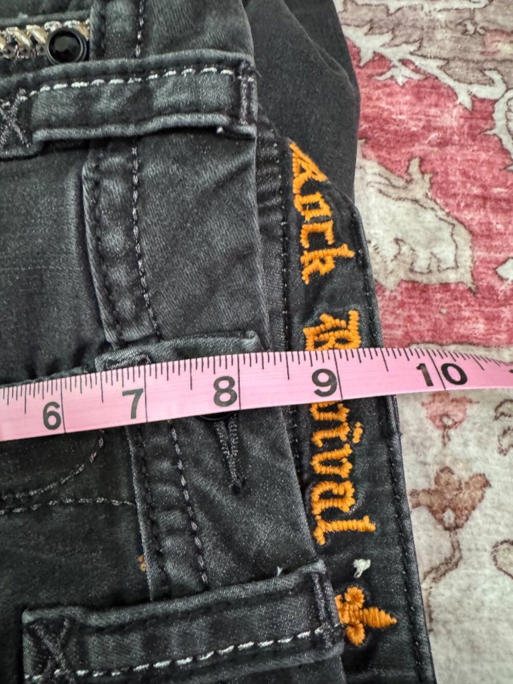 Rock Revival Clair Easy Skinny Jeans Faded Black Fleur de Lis Embellished Size28 - Picture 11 of 12